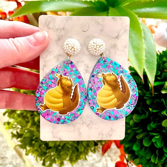 Louis The Alligator Acrylic Earrings - Picture 2 of 4